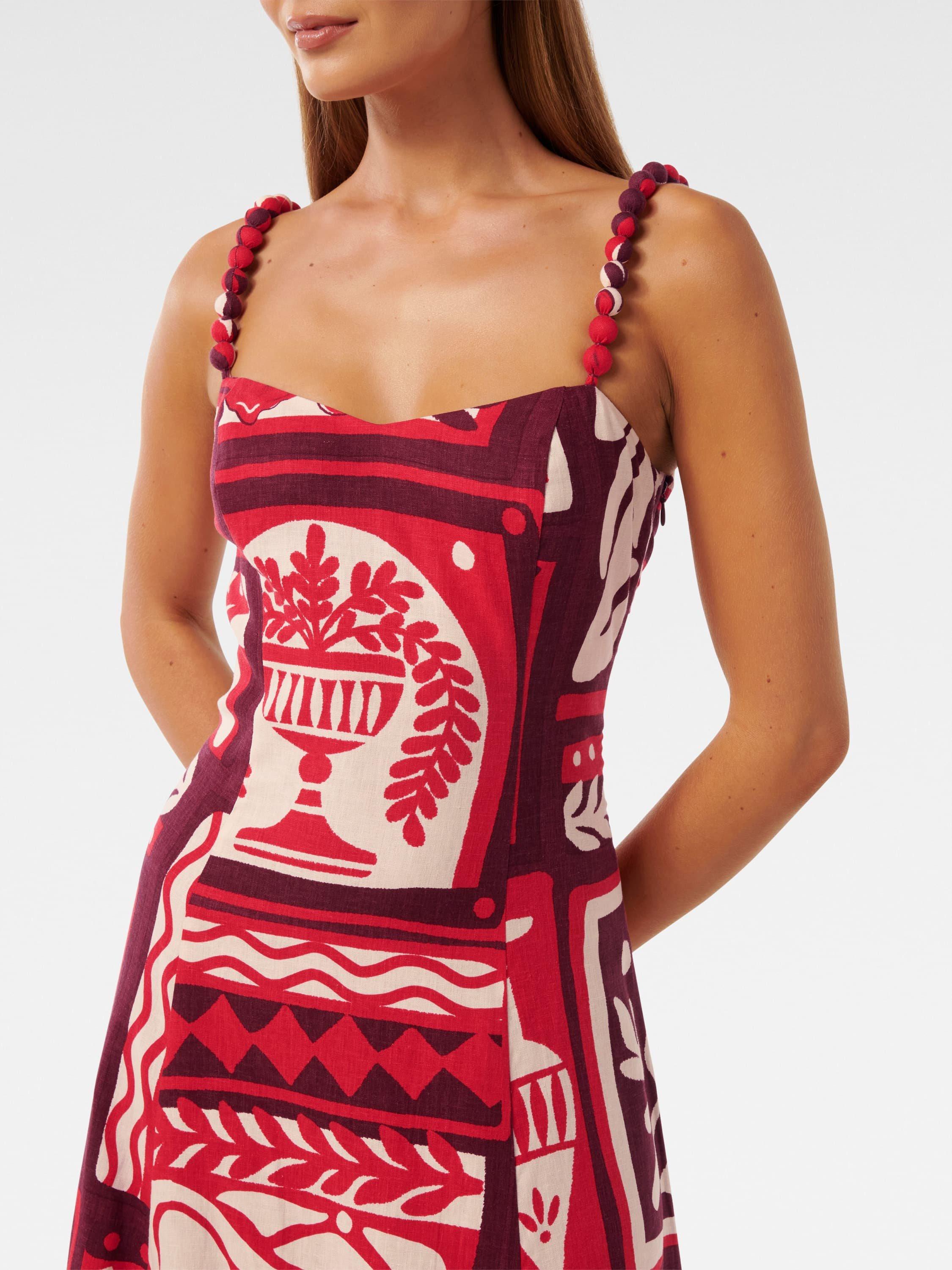 Product image 4 of 4, which shows Forever New Simona Square Neck Linen Midi Dress, Athena Tile, 4