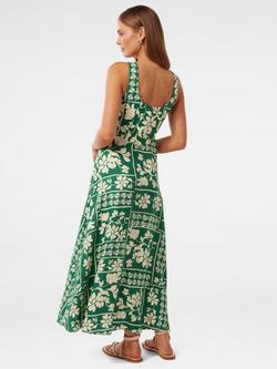 Forever New Tori Square Neck Linen Midi Dress, Lola Stencil Green - view 2, Lola Stencil Green