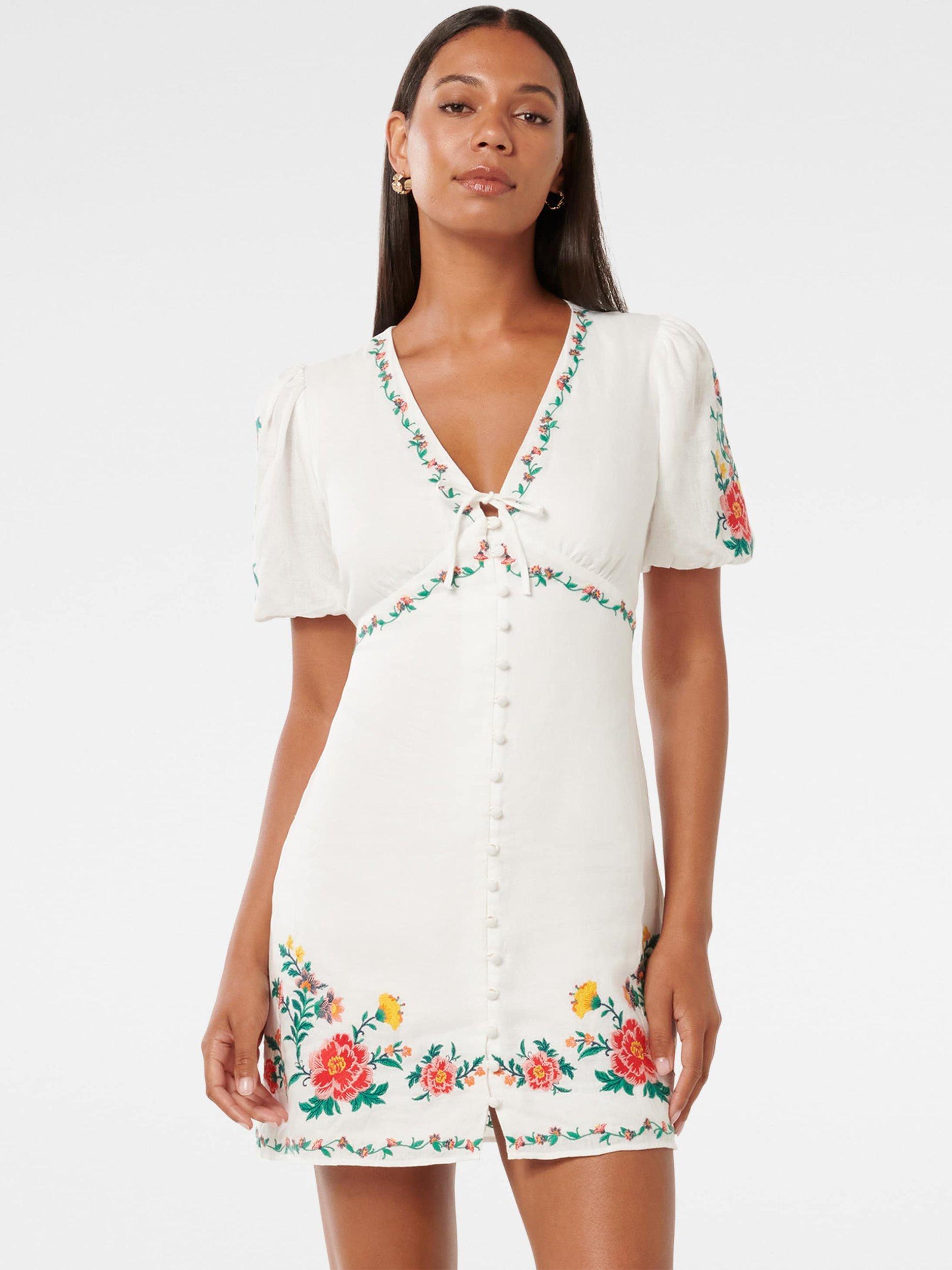 Product image 1 of 5, which shows Forever New Veanne Embroidered Mini Dress, Livia, 4