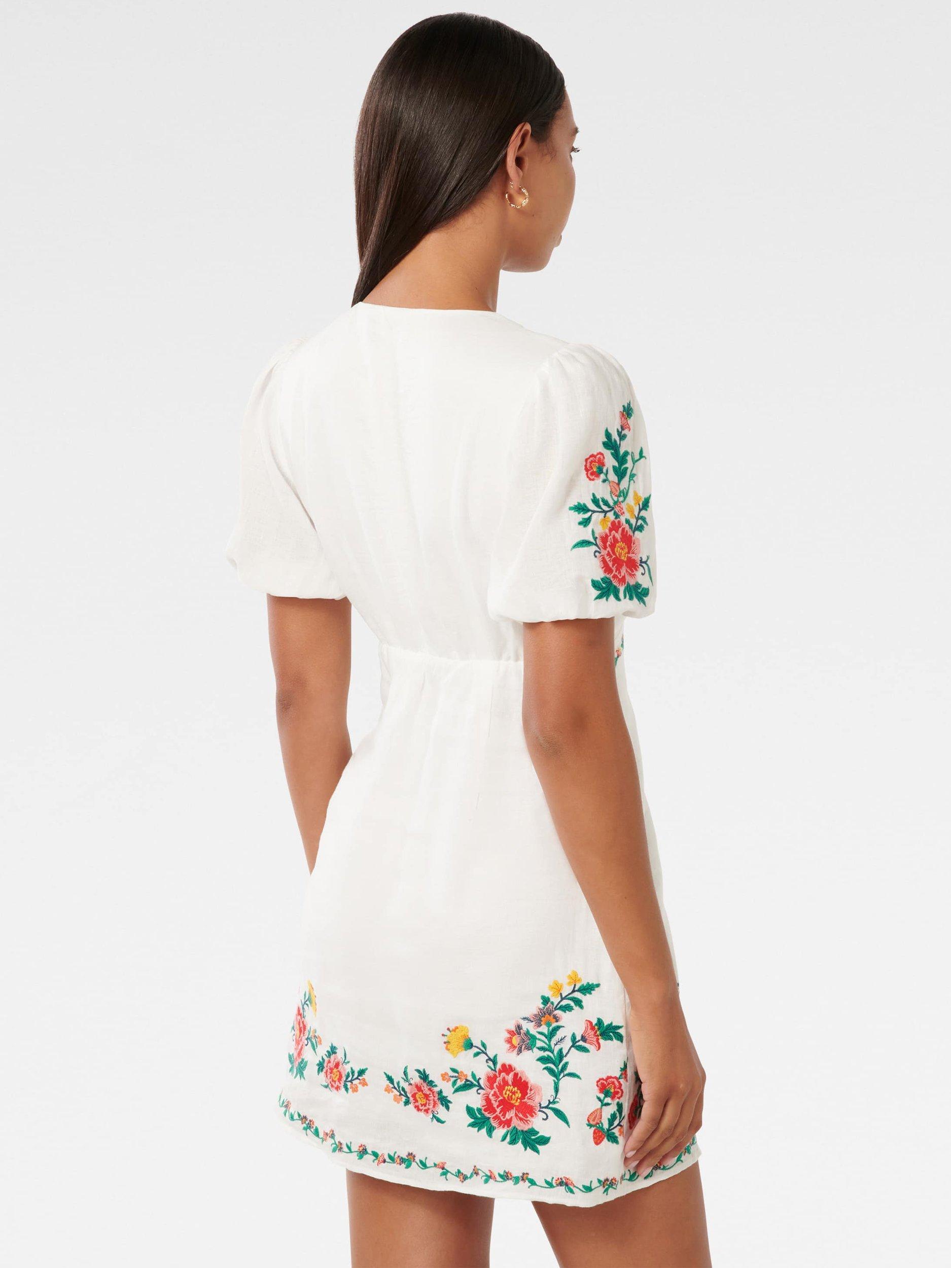 Product image 2 of 5, which shows Forever New Veanne Embroidered Mini Dress, Livia, 4
