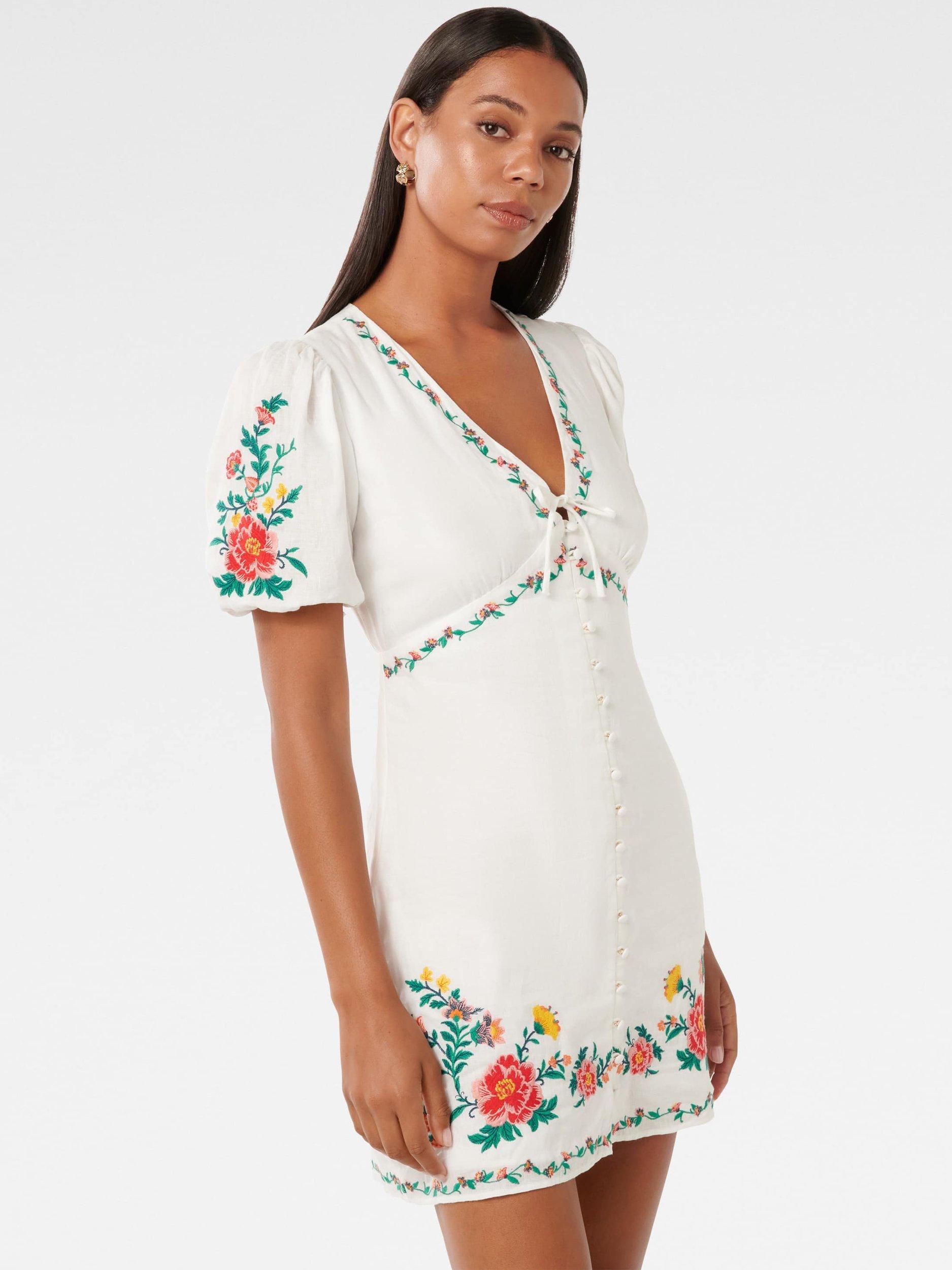 Product image 3 of 5, which shows Forever New Veanne Embroidered Mini Dress, Livia, 4