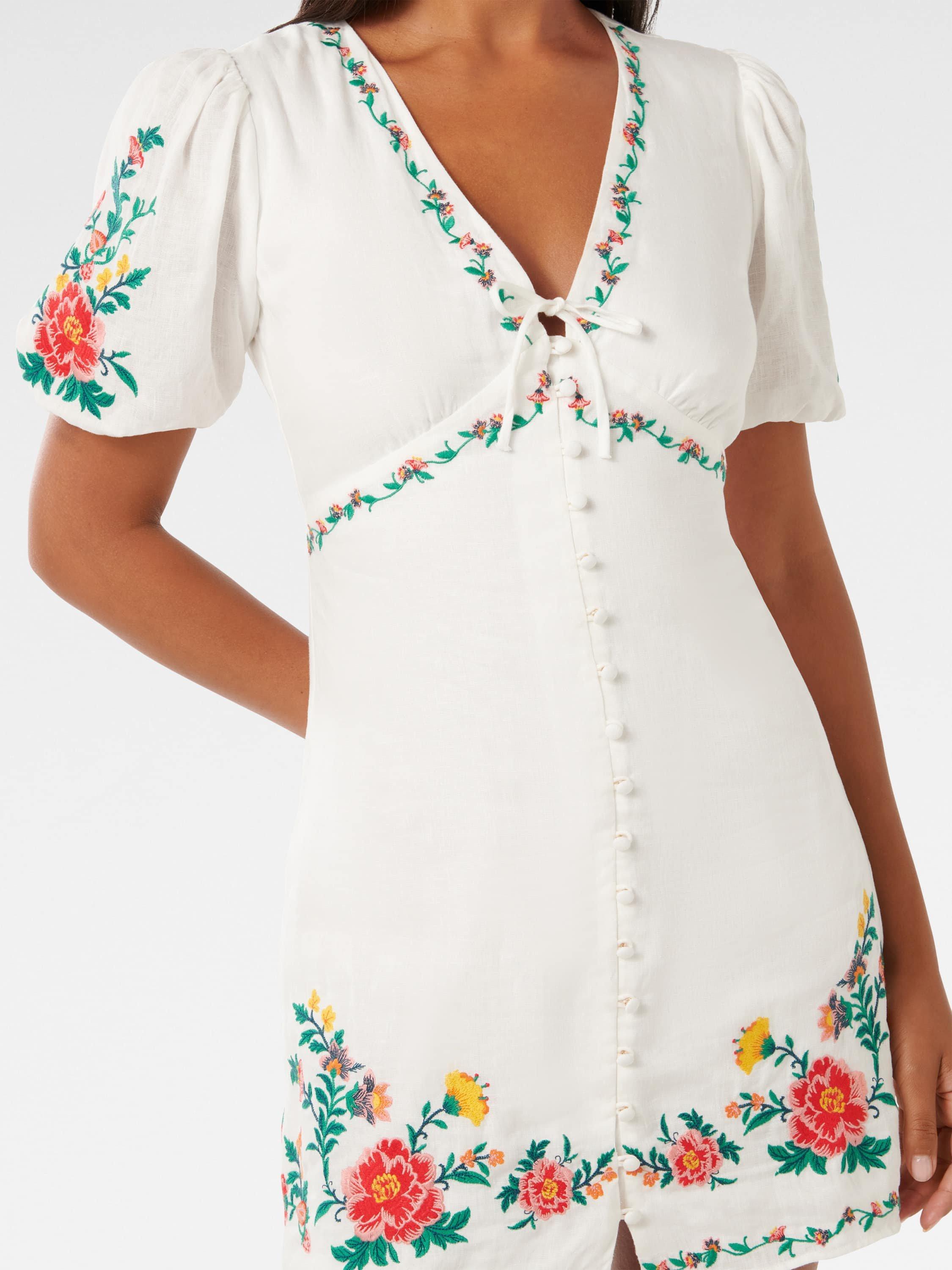 Product image 4 of 5, which shows Forever New Veanne Embroidered Mini Dress, Livia, 4