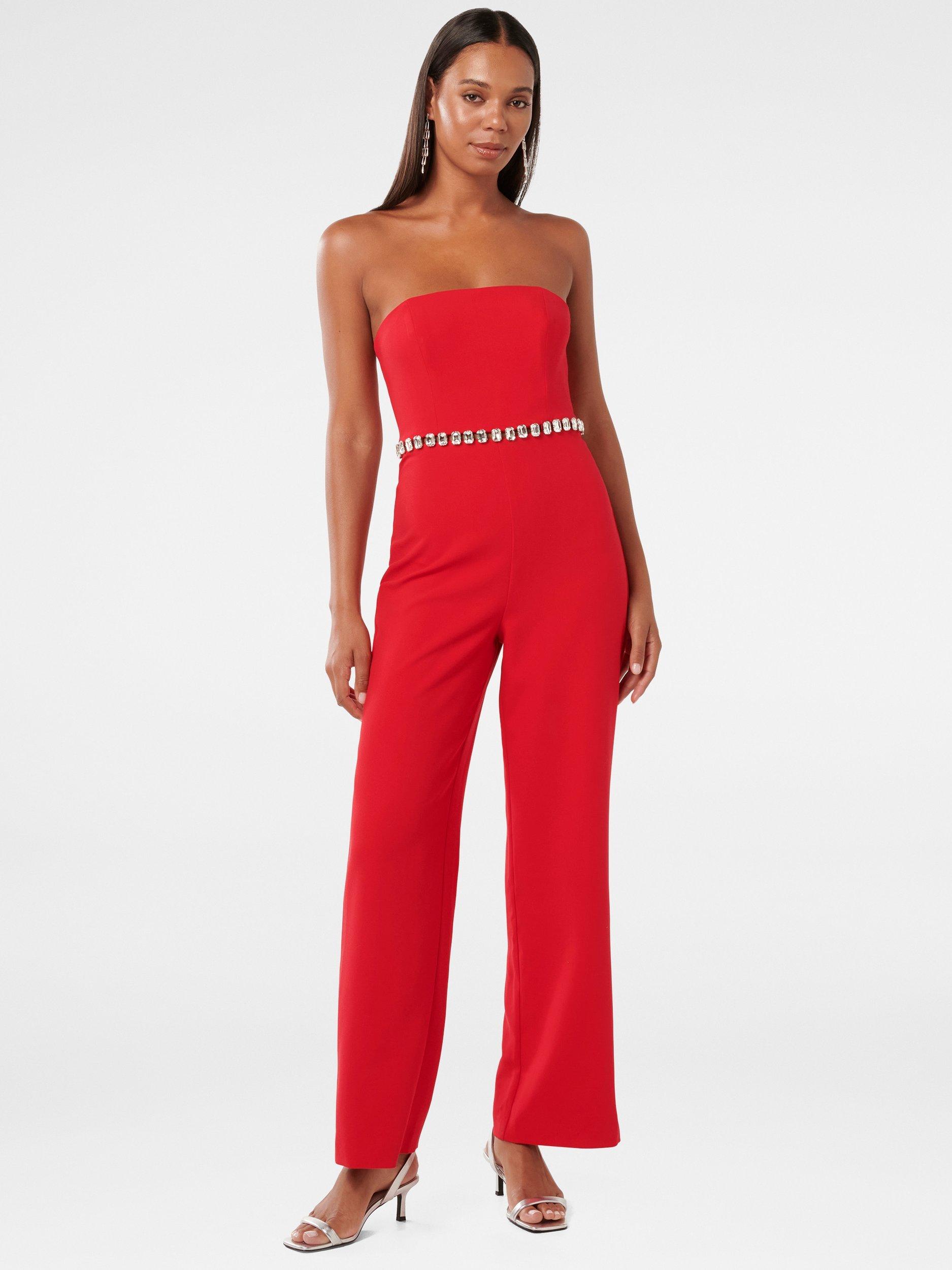 Product image 1 of 4, which shows Forever New Ari Embellished Jumpsuit, Red, 4