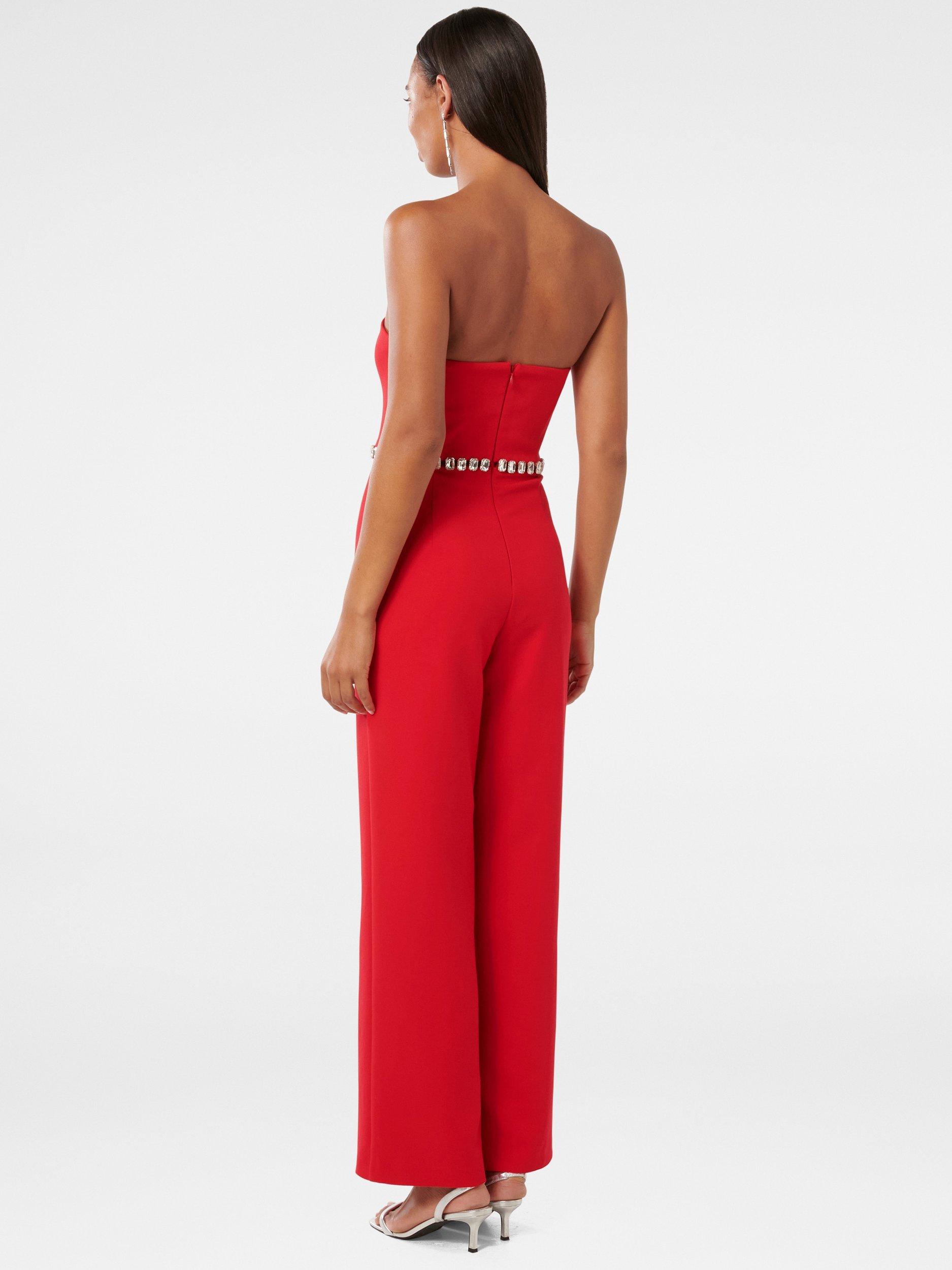 Product image 2 of 4, which shows Forever New Ari Embellished Jumpsuit, Red, 4