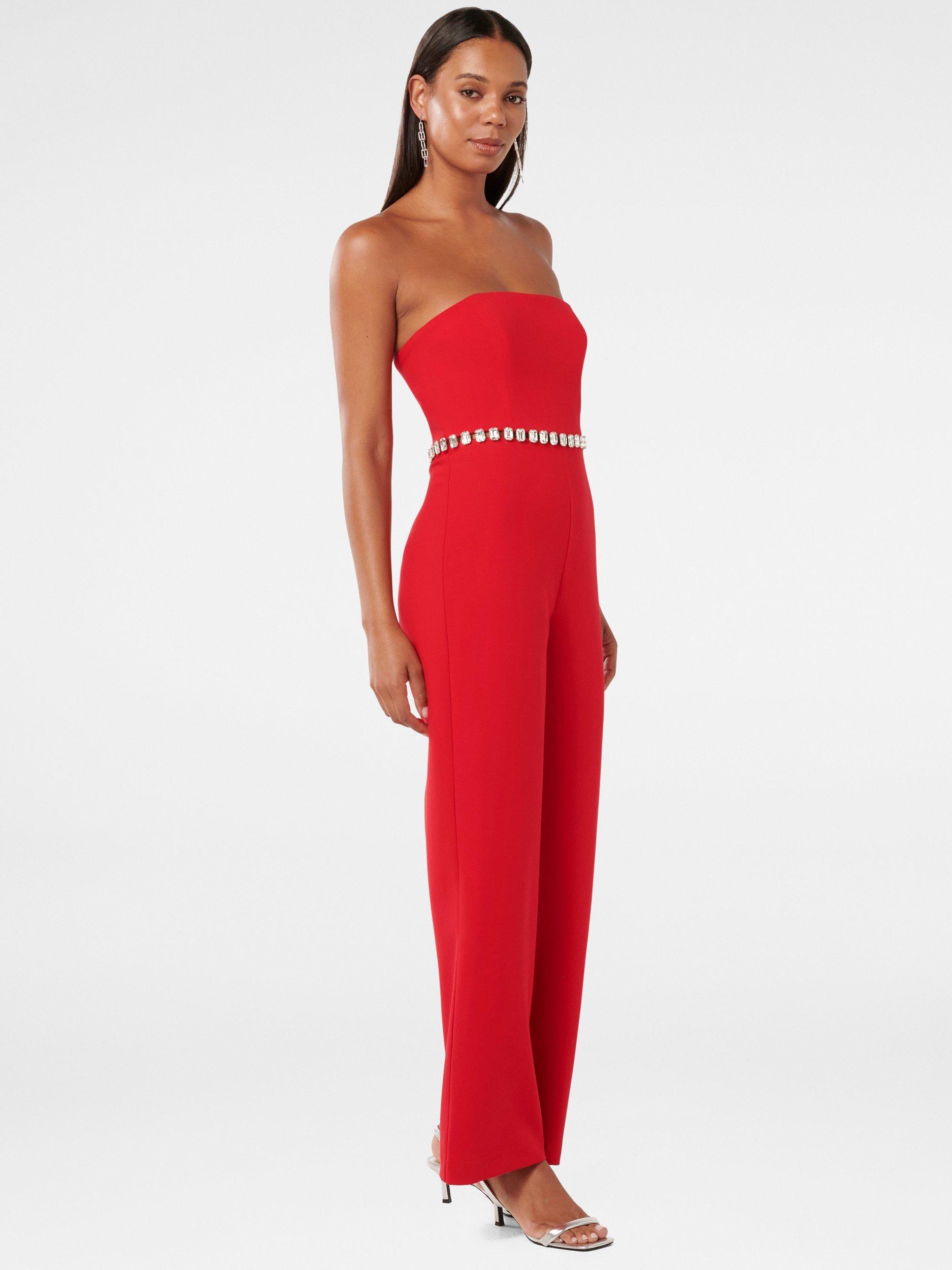 Product image 3 of 4, which shows Forever New Ari Embellished Jumpsuit, Red, 4