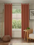 John Lewis Pure Cotton Pair Lined Eyelet Curtains, Brick