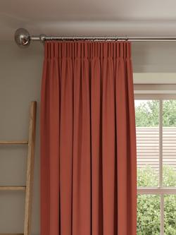 John Lewis Pure Cotton Pair Lined Pencil Pleat Curtains, Brick