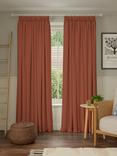 John Lewis Pure Cotton Pair Lined Pencil Pleat Curtains, Brick