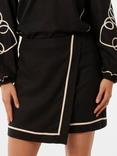 Forever New Claude Wrap Mini Skirt, Black/Cream