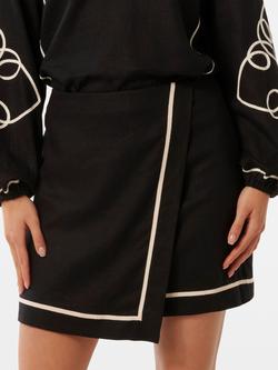 Forever New Claude Wrap Mini Skirt, Black/Cream, Black/Cream