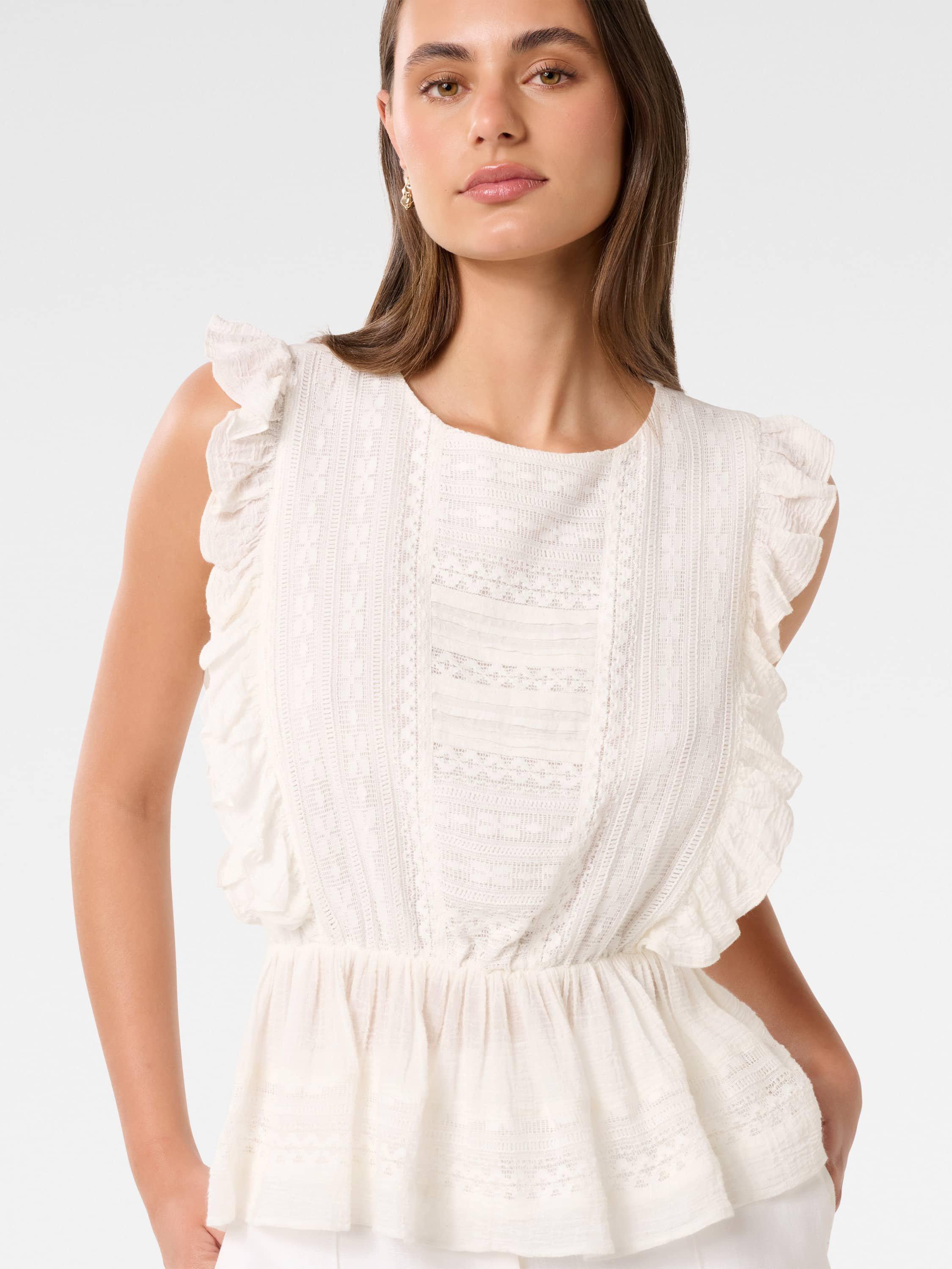 Product image 4 of 5, which shows Forever New Rose Ruffle Sleeve Top, Porcelain, 4