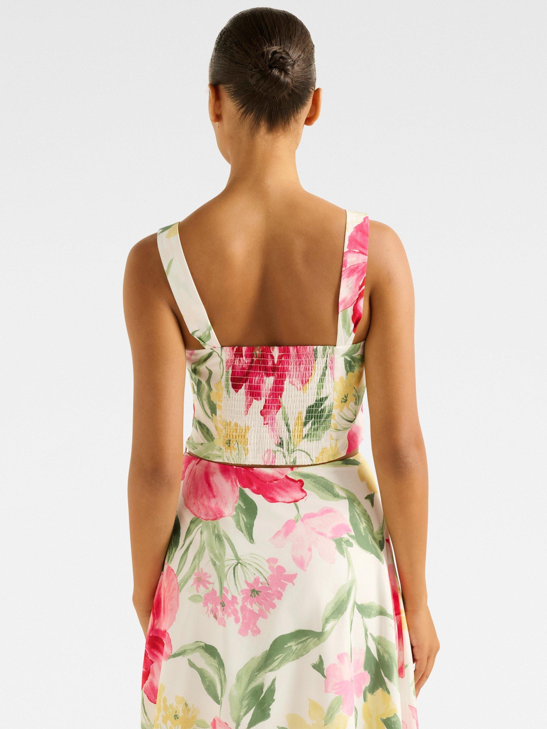 Product image 2 of 5, which shows Forever New Talia Floral Twist Bustier, Light Lyell, 4