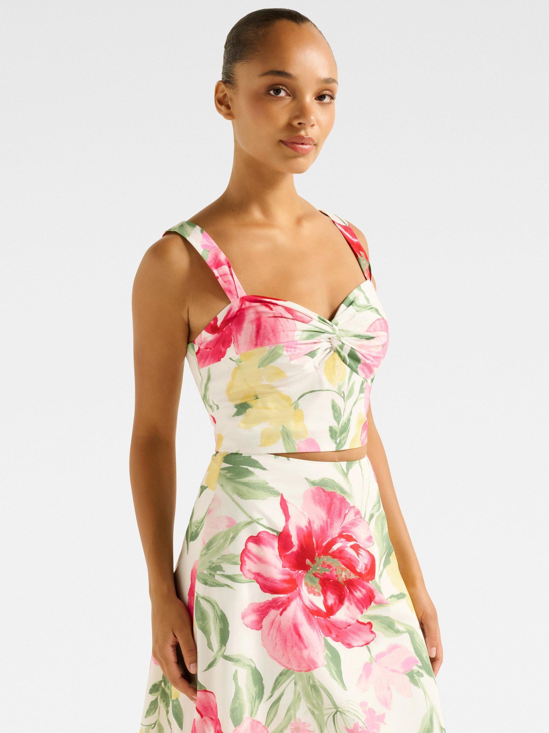 Product image 3 of 5, which shows Forever New Talia Floral Twist Bustier, Light Lyell, 4