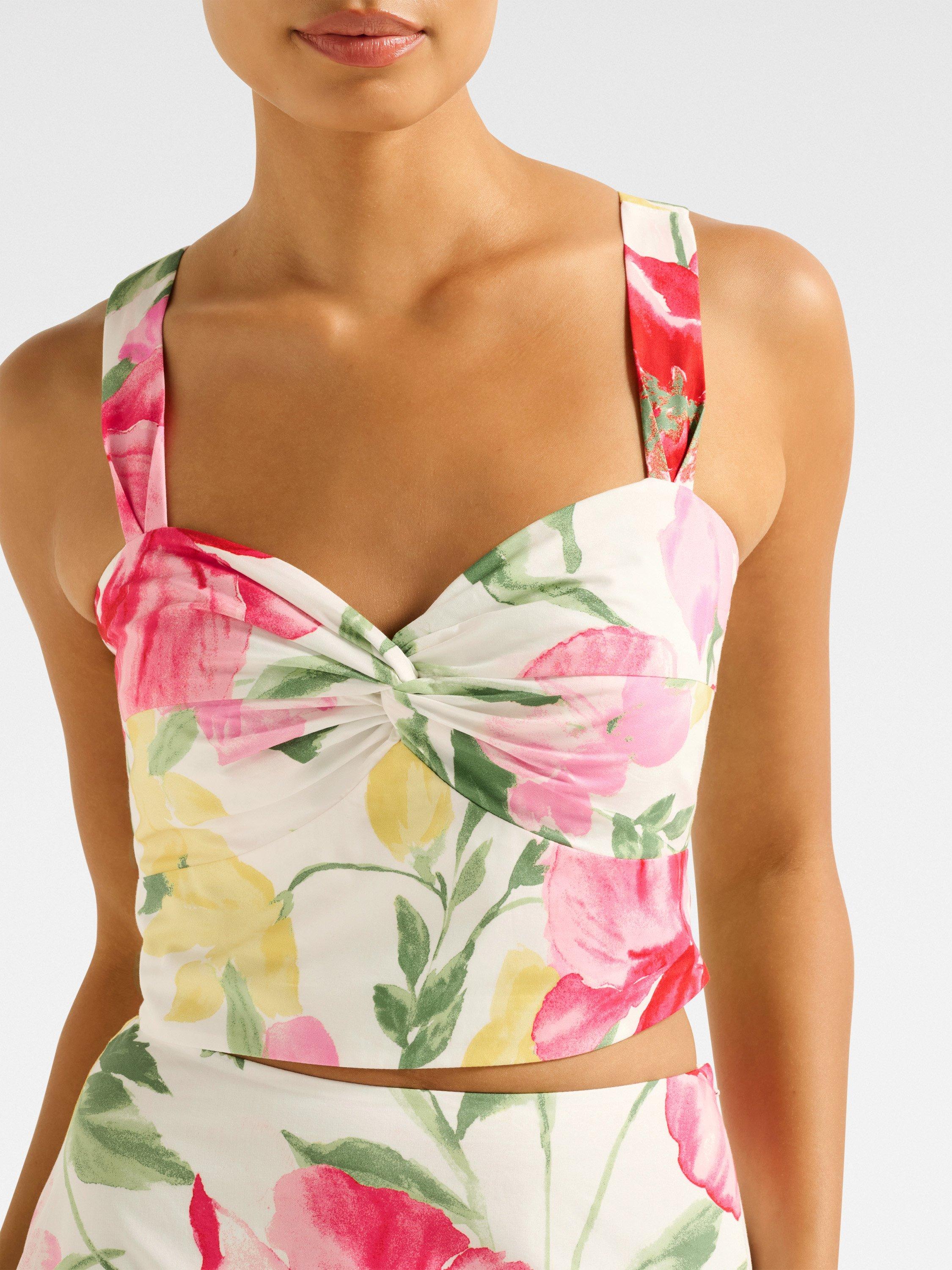 Product image 4 of 5, which shows Forever New Talia Floral Twist Bustier, Light Lyell, 4