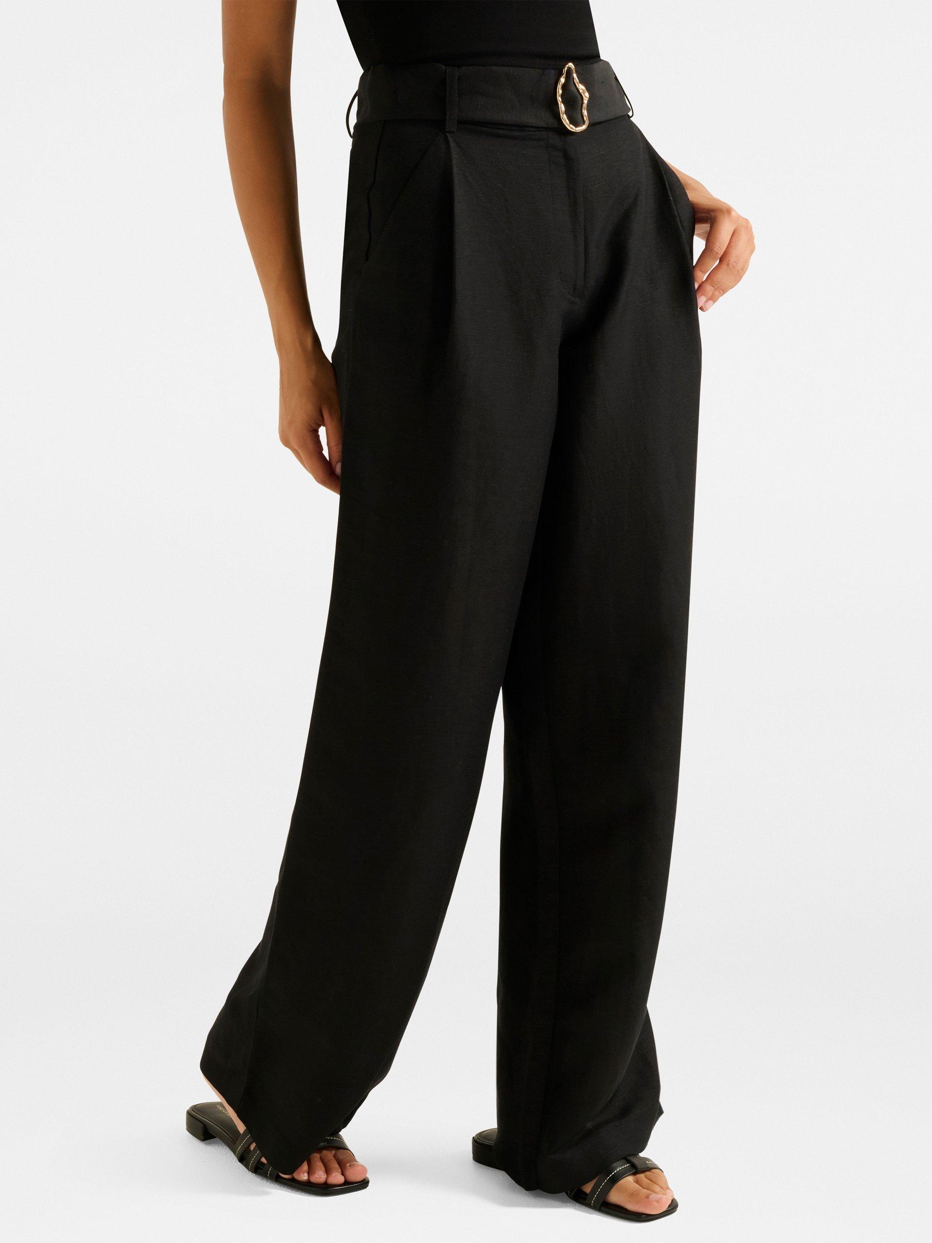 Product image 3 of 5, which shows Forever New Alice Belted Wide Leg Trousers, Black, 4