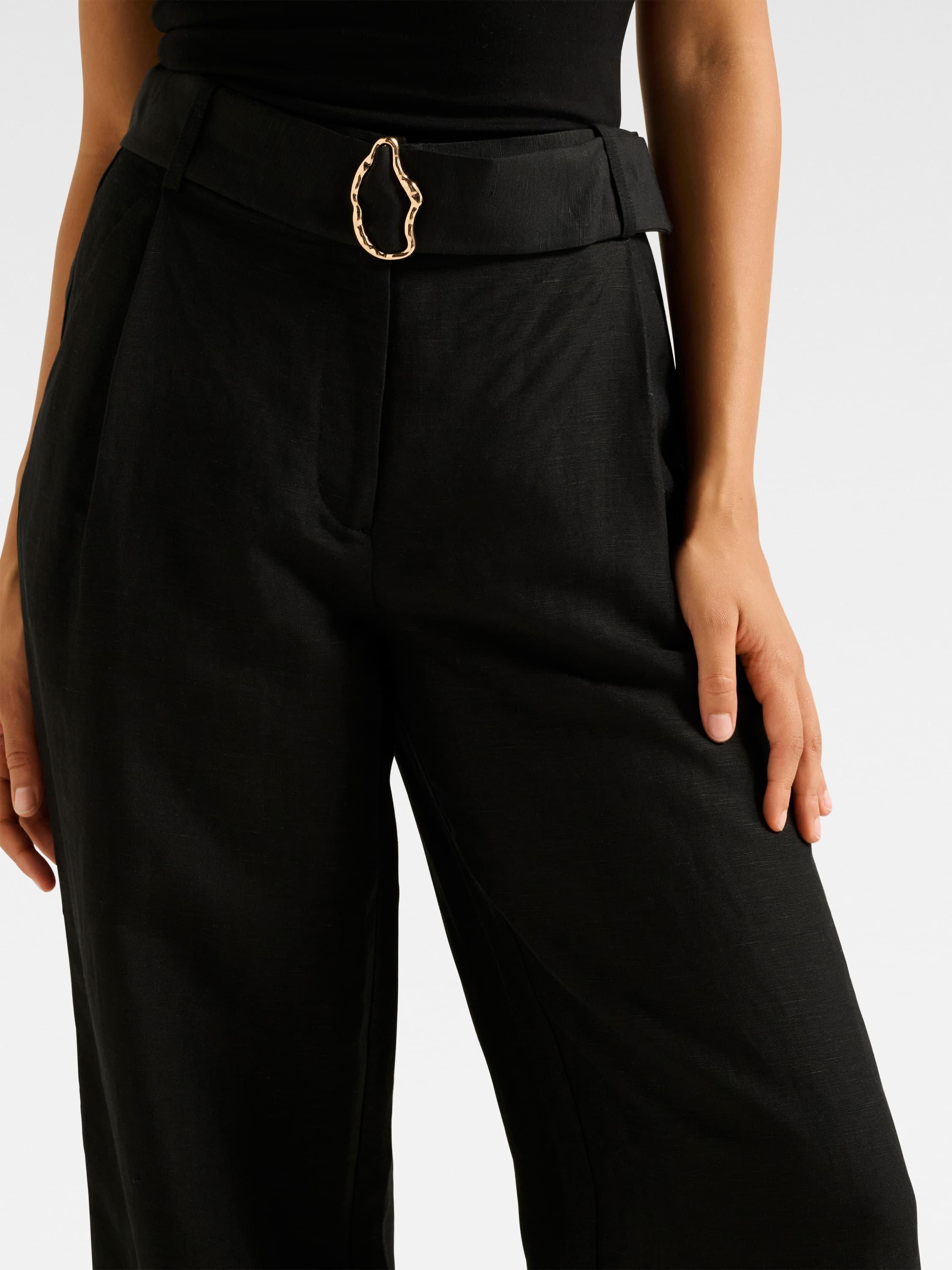Product image 4 of 5, which shows Forever New Alice Belted Wide Leg Trousers, Black, 4