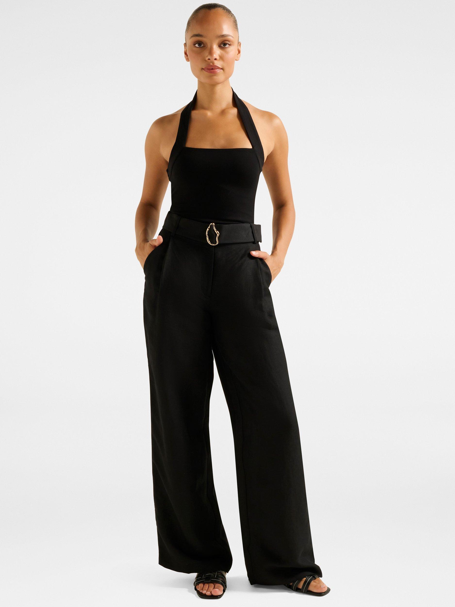 Product image 5 of 5, which shows Forever New Alice Belted Wide Leg Trousers, Black, 4