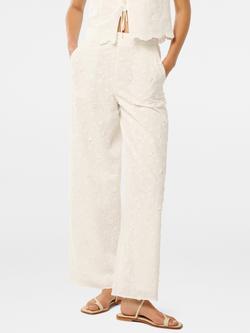 Forever New Daisy Broderie Anglaise Wide Leg Trousers, Porcelain, Porcelain