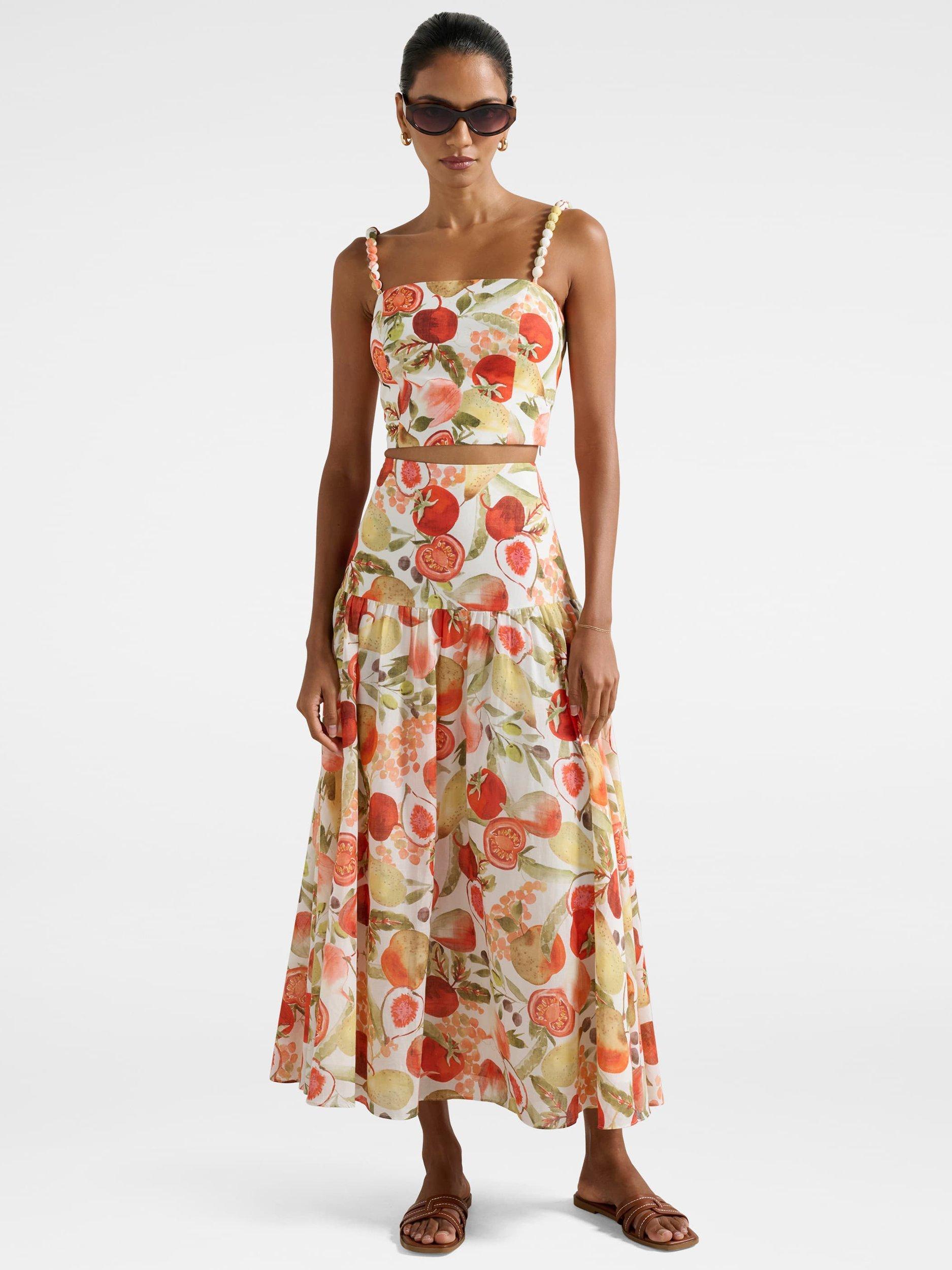 Product image 1 of 4, which shows Forever New Petite Flore Fruit Midi Skirt, Garden Co-ord, 4