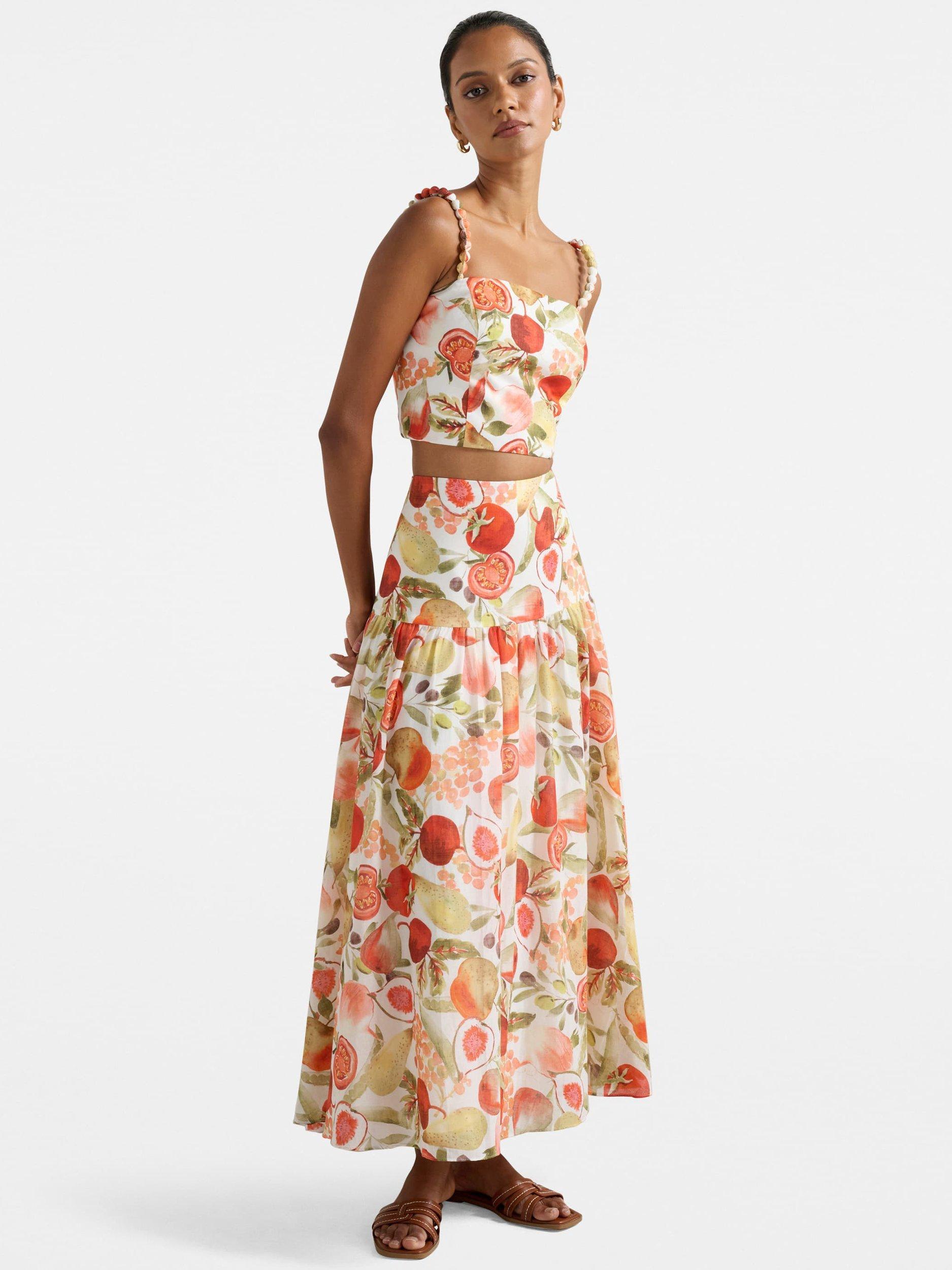 Product image 3 of 4, which shows Forever New Petite Flore Fruit Midi Skirt, Garden Co-ord, 4
