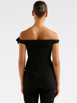 Forever New Faye Applique Bardot Neck Top, Black - view 2, Black