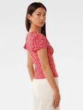 Forever New Lulu Floral Flutter Sleeve Top, Red Park
