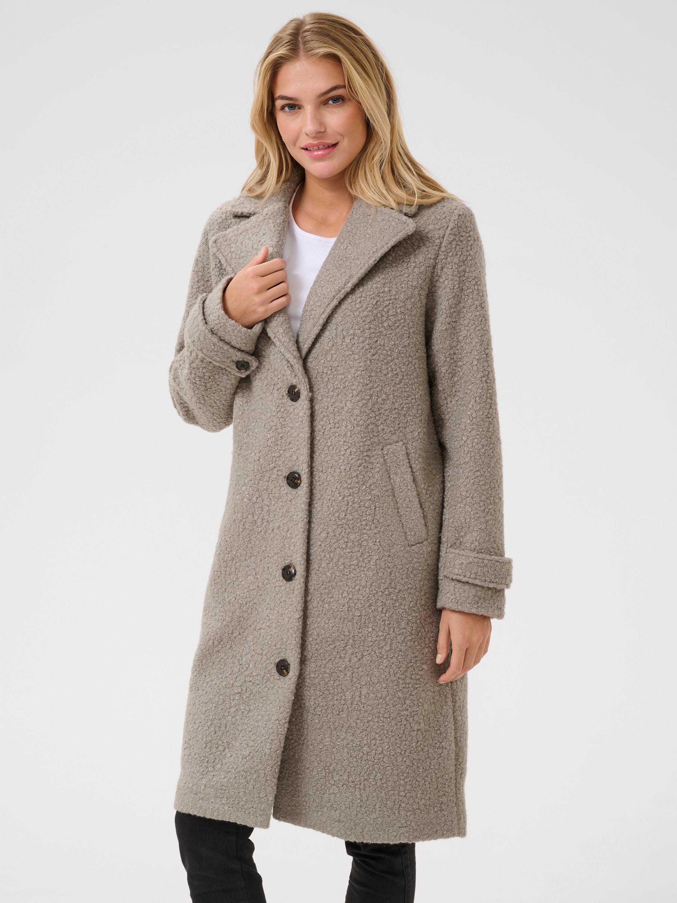 Product image 1 of 5, which shows KAFFE Anne Longline Teddy Coat, Elephant Skin, 20