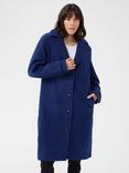 KAFFE Anne Loose Fit Longline Coat, Mid Blue