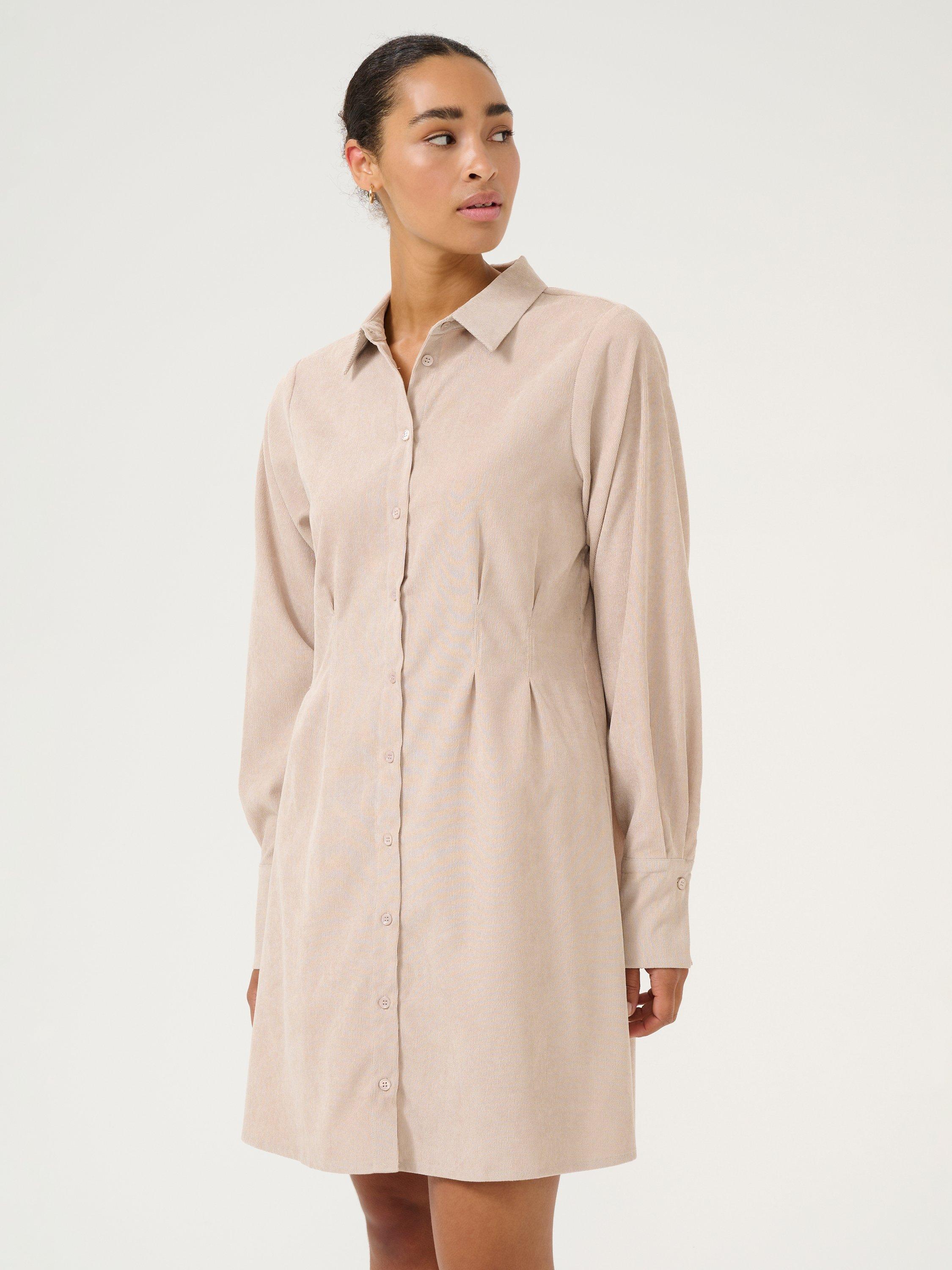 Product image 1 of 5, which shows KAFFE Hermine Velvet Shirt Dress, Feather Grey, 8