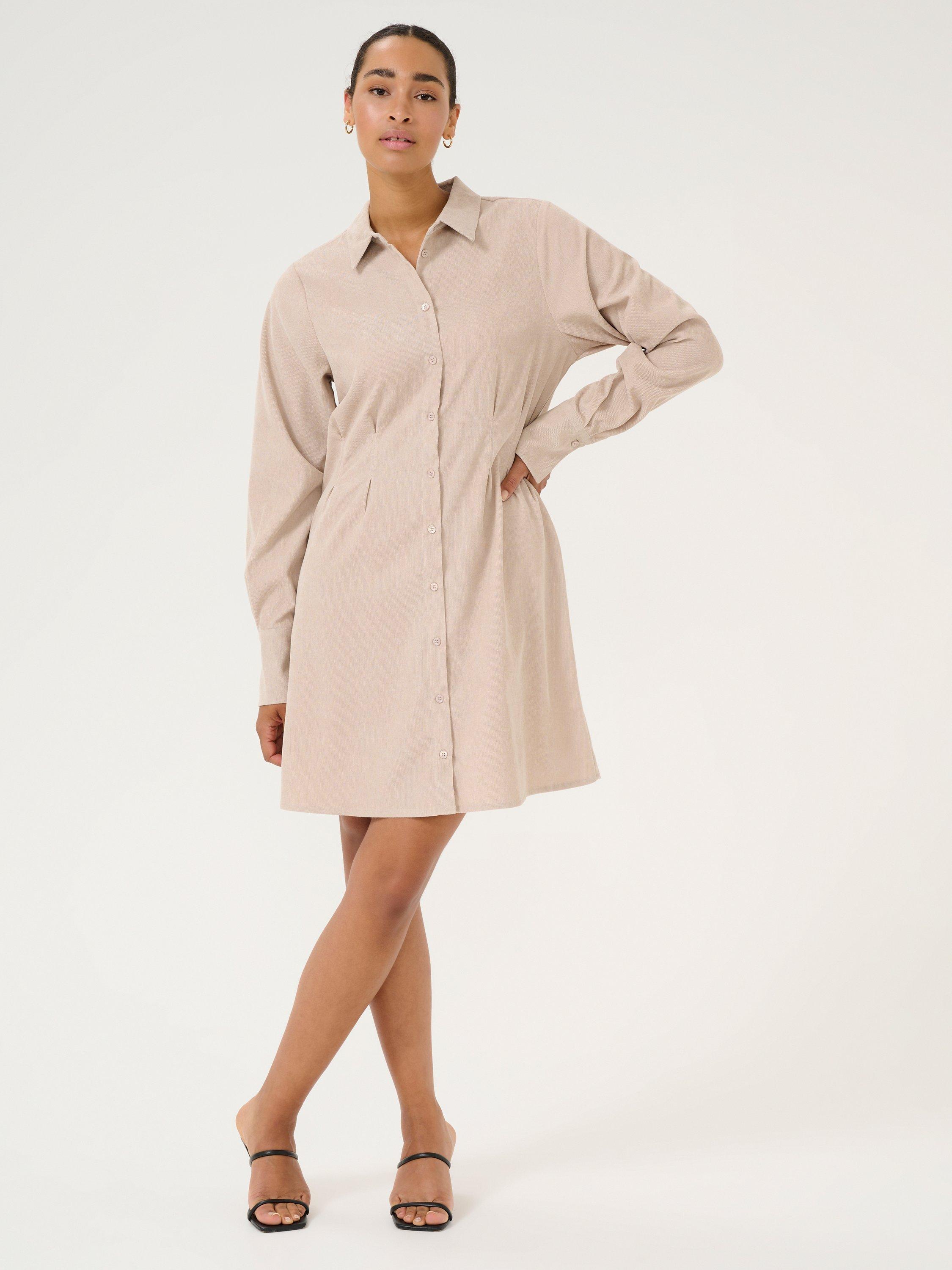 Product image 2 of 5, which shows KAFFE Hermine Velvet Shirt Dress, Feather Grey, 8