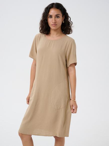 KAFFE Milia Elbow Sleeve T-Shirt Dress, Chinchilla, Chinchilla