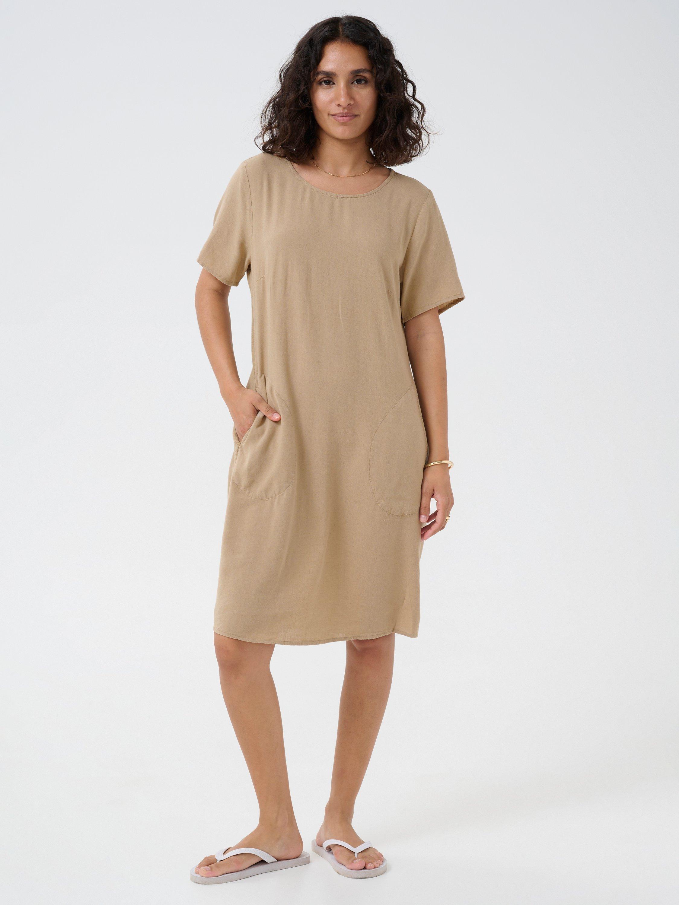 Product image 3 of 5, which shows KAFFE Milia Elbow Sleeve T-Shirt Dress, Chinchilla, 10