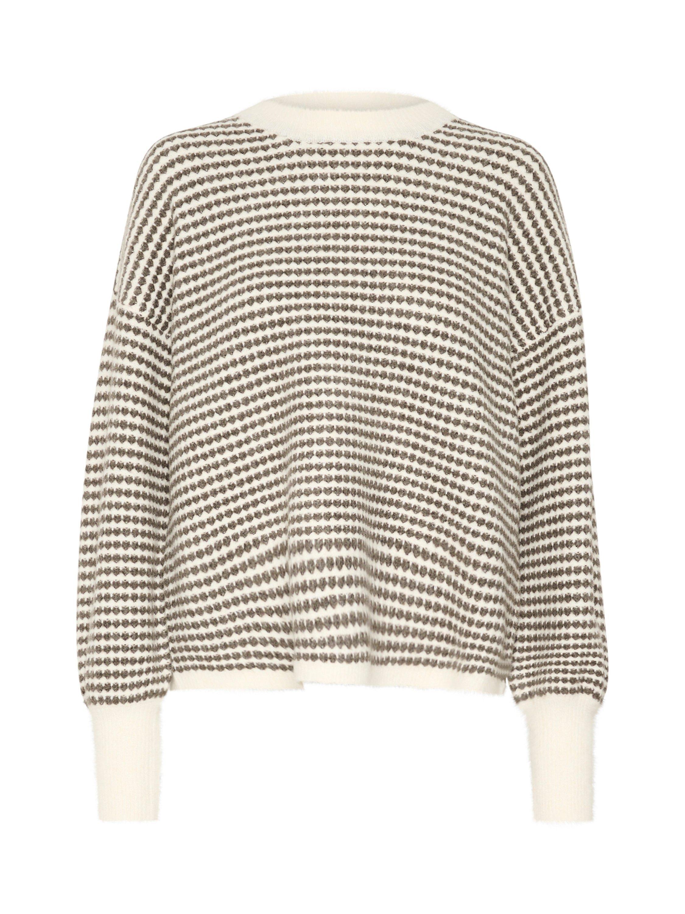 Product image 4 of 5, which shows KAFFE Ellery Textured Wool Blend Jumper, Chalk/Major Brown, XS