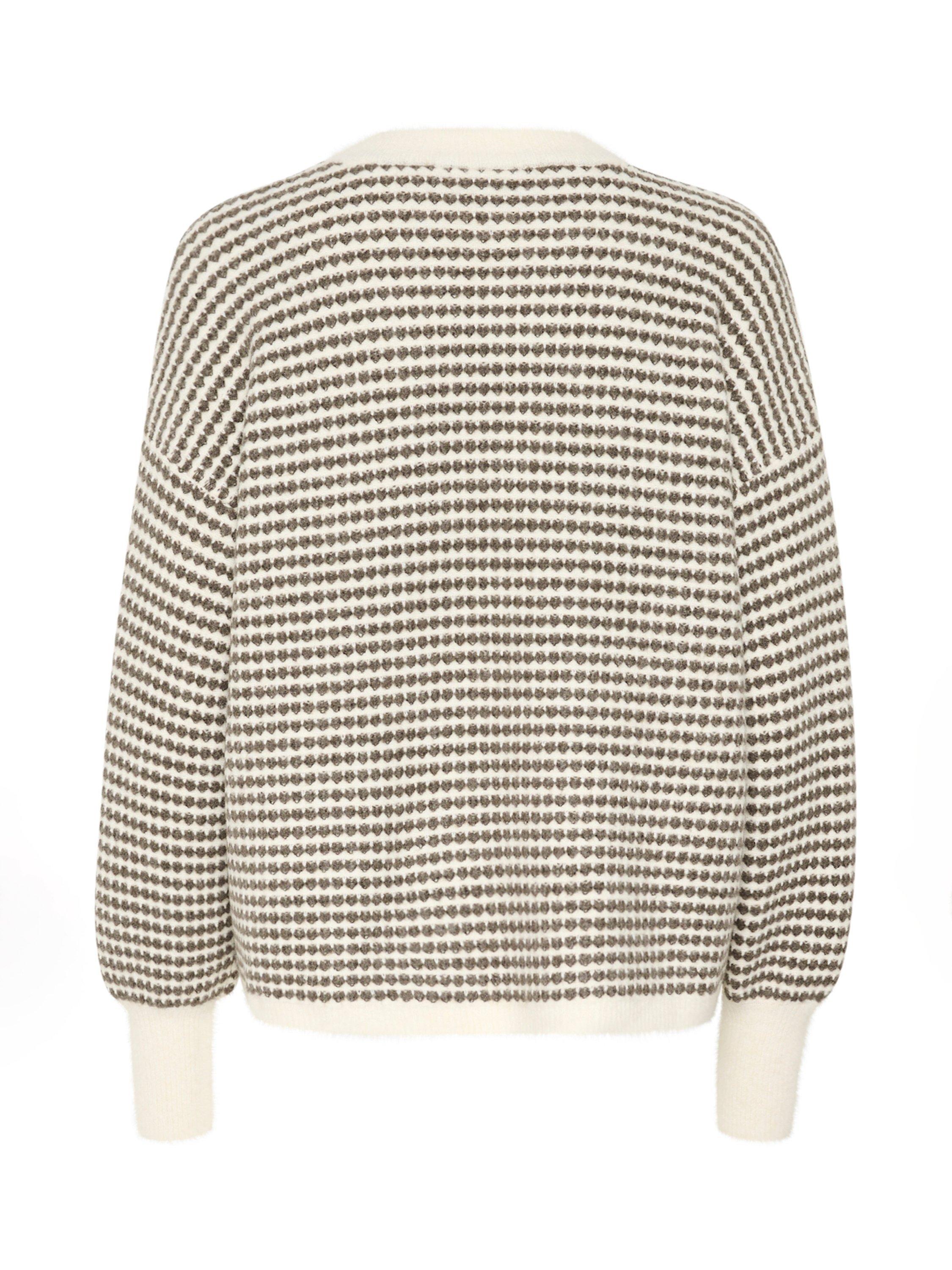 Product image 5 of 5, which shows KAFFE Ellery Textured Wool Blend Jumper, Chalk/Major Brown, XS