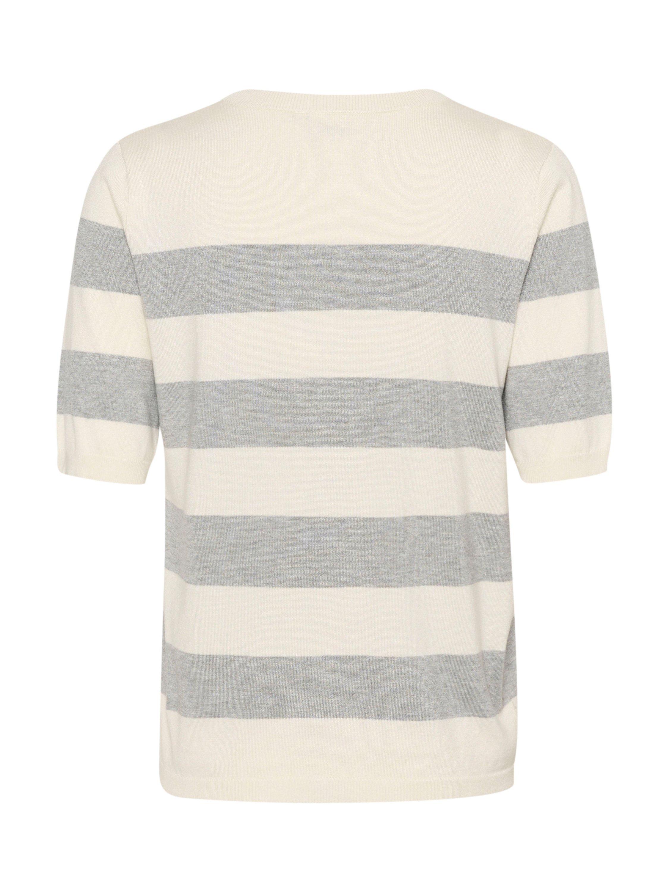 Product image 5 of 5, which shows KAFFE Lizza Stripe Elbow Sleeve Jumper, Grey/White, XS