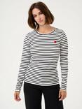 KAFFE Liddy Stripe Heart Jersey Top, Multi