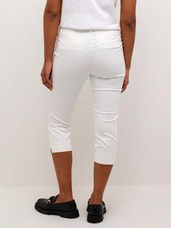 KAFFE Lea Slim Fit Capri Trousers, Mid Green - view 2, White