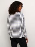 KAFFE Winny Stripe Long Sleeve Top, Antique White/Blue