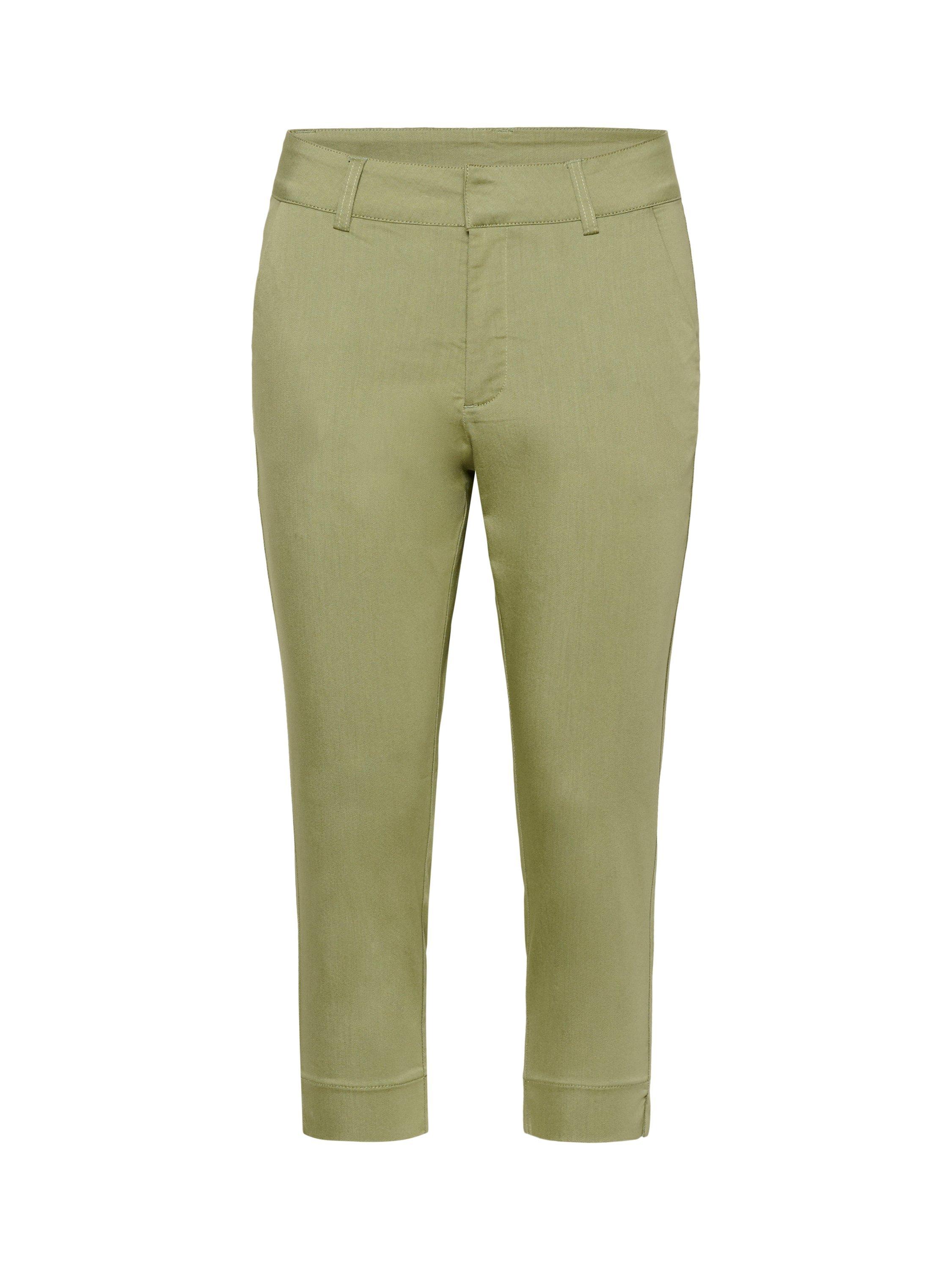 Product image 4 of 5, which shows KAFFE Lea Slim Fit Capri Trousers, Mid Green, 8