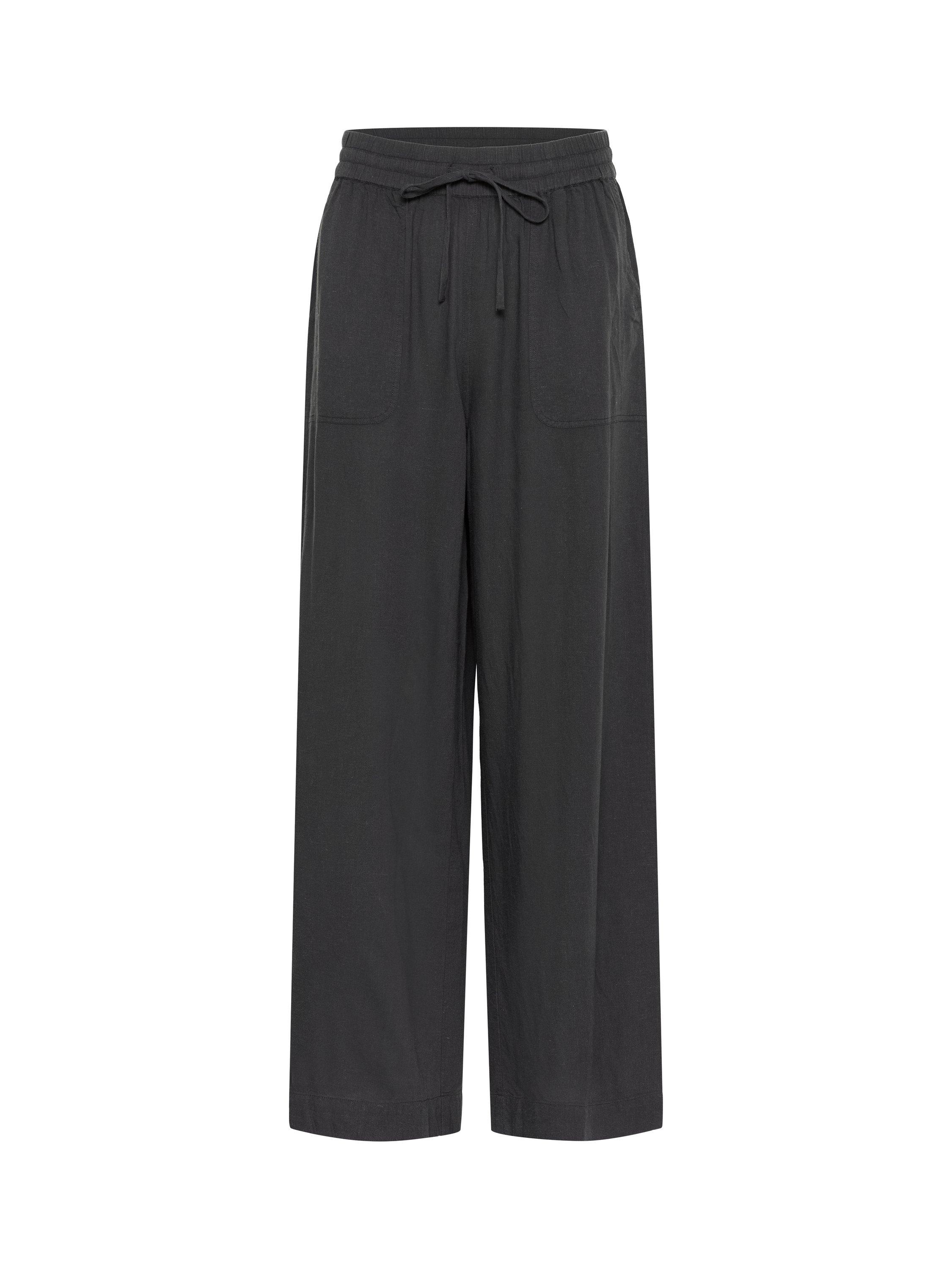 Product image 1 of 2, which shows KAFFE Milia Wide Leg Trousers, Black Oyster, 8