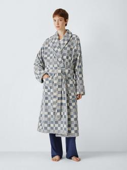 John Lewis Contrast Check Bath Robe, Thistle