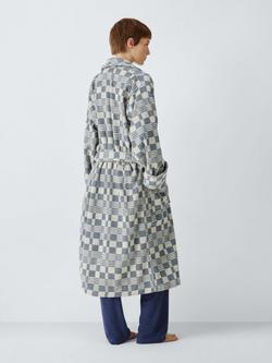 John Lewis Contrast Check Bath Robe - view 2, Thistle