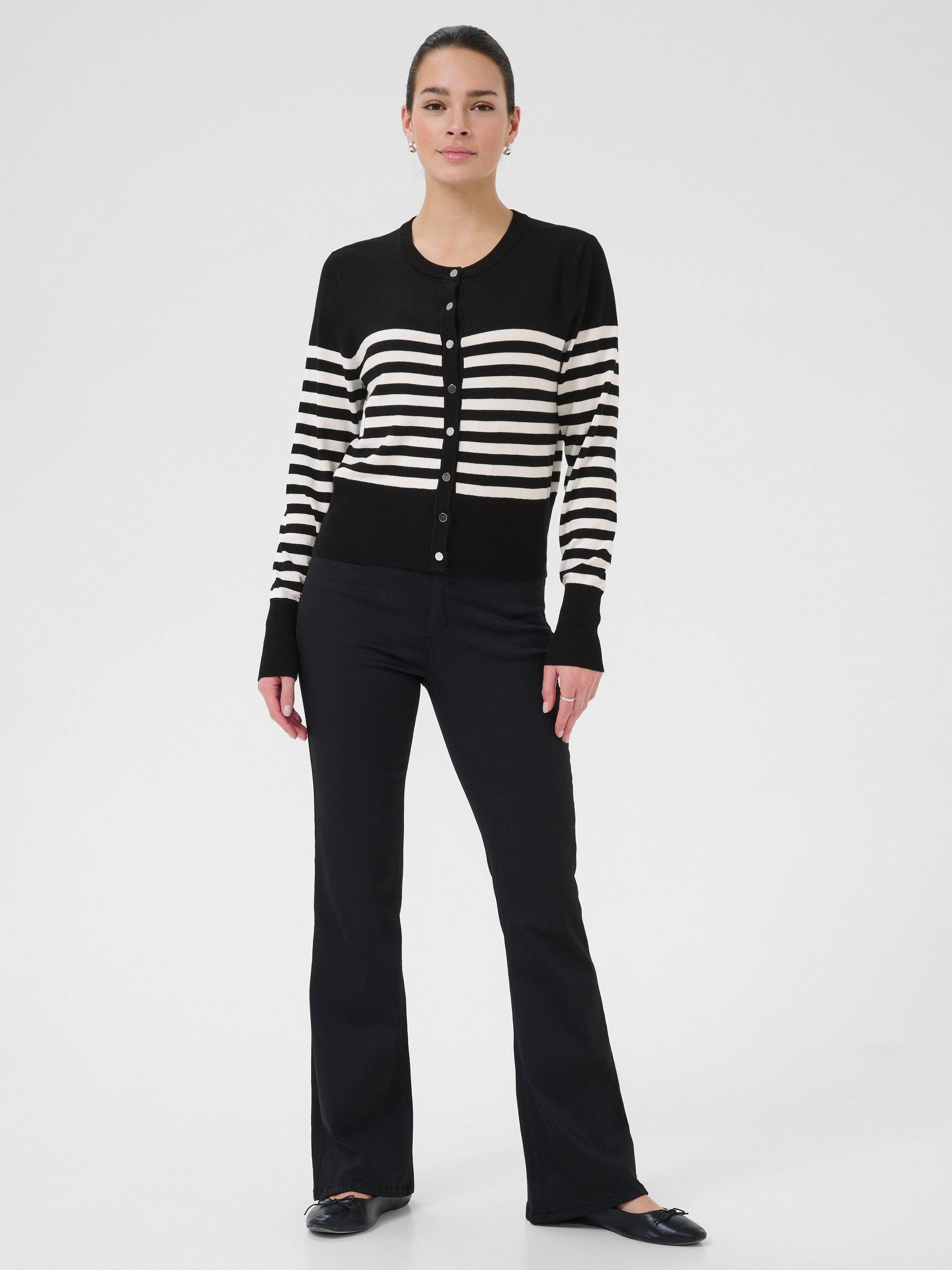 Product image 3 of 6, which shows KAFFE Lizza Stripe Cardigan, Black/Multi, XS