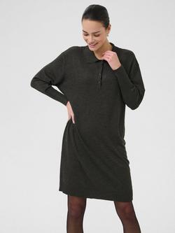 KAFFE KAlizza Polo Midi Dress, Dark Grey Melange, Dark Grey Melange