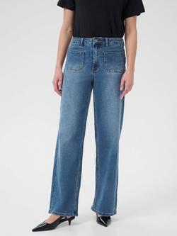 KAFFE Brook High Waist Wide Leg Jeans, Mid Blue, Mid Blue
