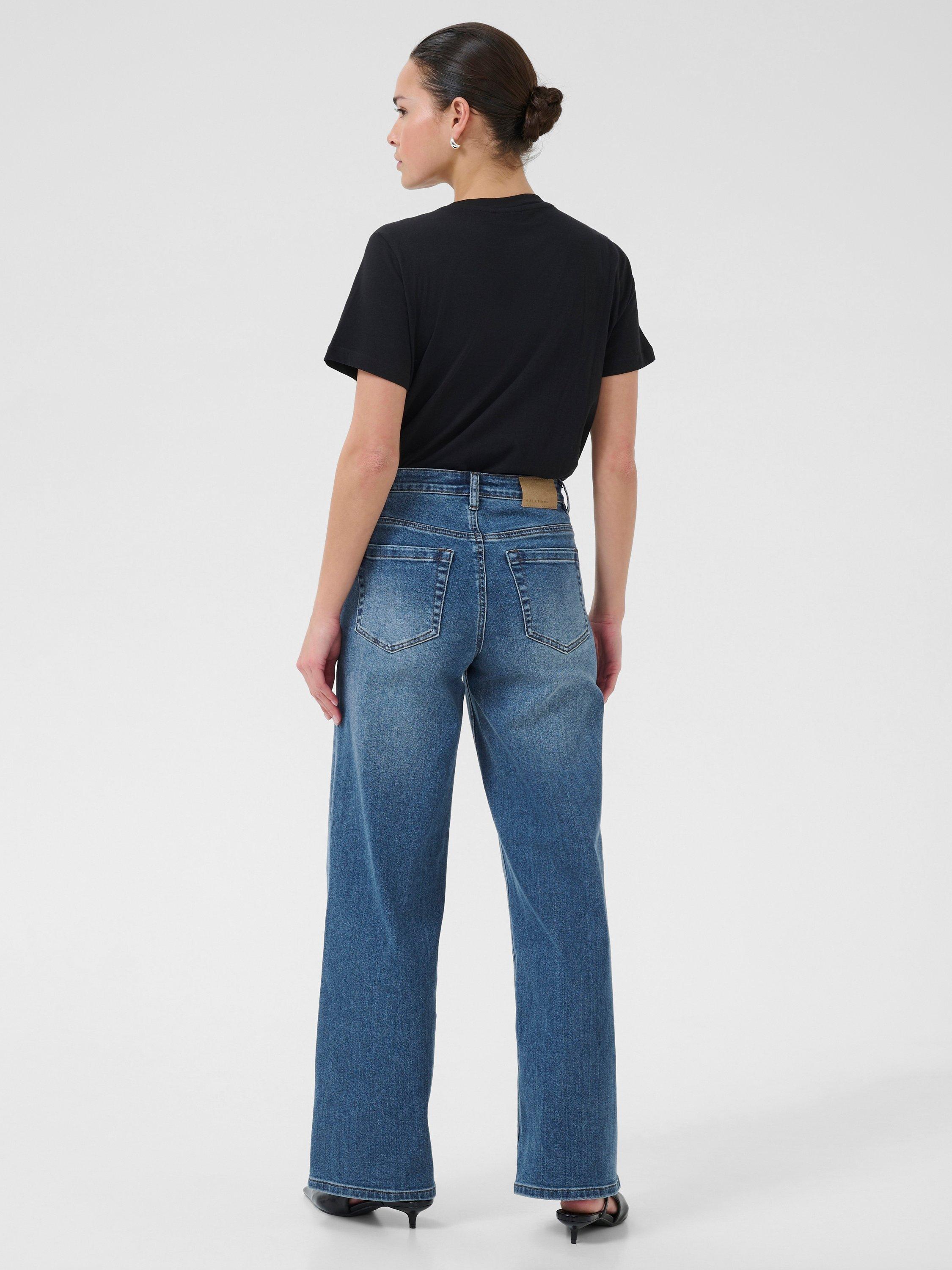 Product image 2 of 6, which shows KAFFE Brook High Waist Wide Leg Jeans, Mid Blue, 26R
