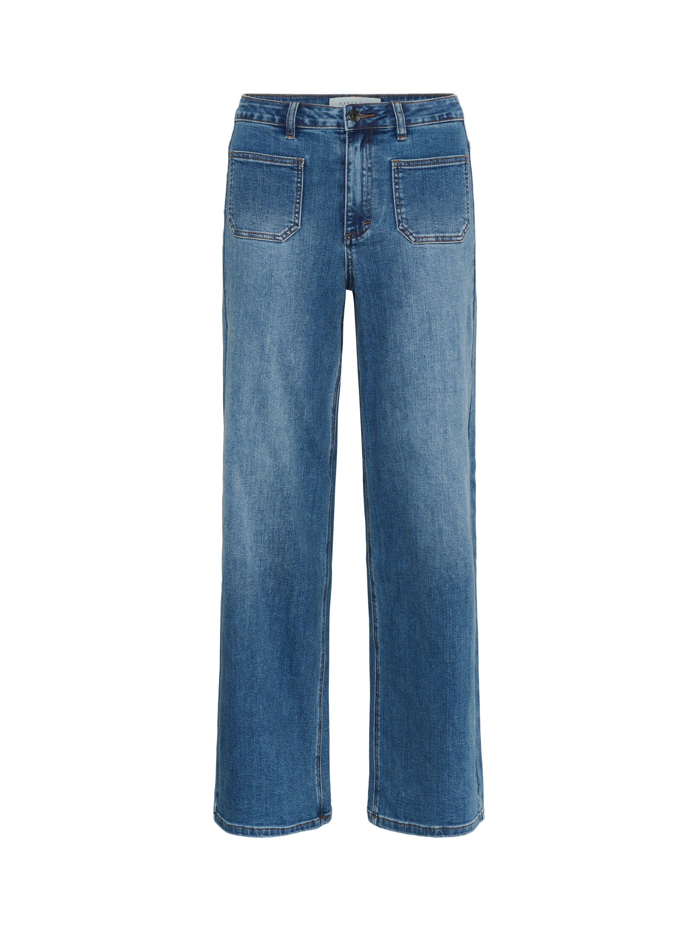 Product image 5 of 6, which shows KAFFE Brook High Waist Wide Leg Jeans, Mid Blue, 26R