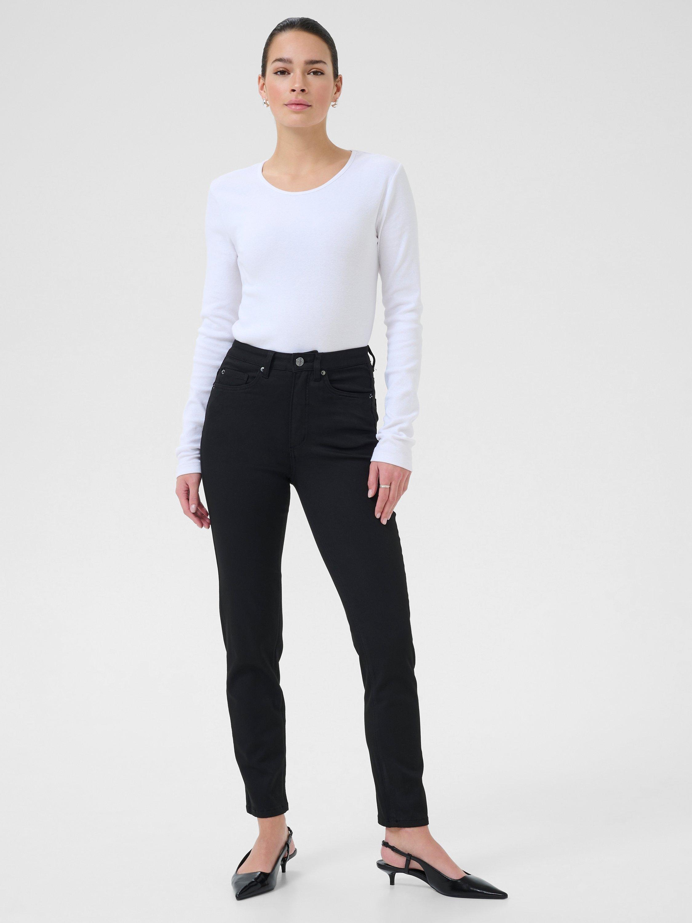 Product image 3 of 6, which shows KAFFE Willow High Waist Slim Fit Jeans, Black, 25R