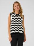 KAFFE Laina Chevron Stripe Sleeveless Jumper, Black/Chalk