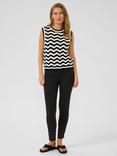 KAFFE Laina Chevron Stripe Sleeveless Jumper, Black/Chalk